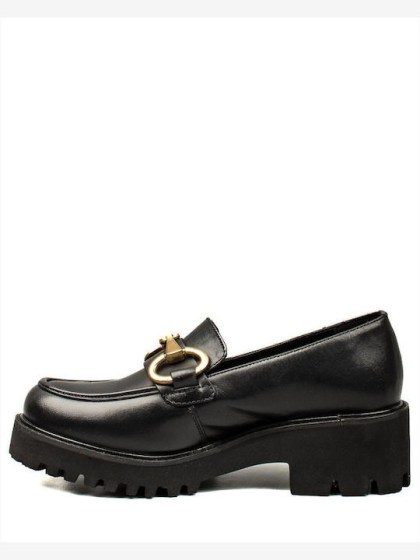 Adam's 24507 Γυναικεία Δερμάτινα Loafers Μαύρα